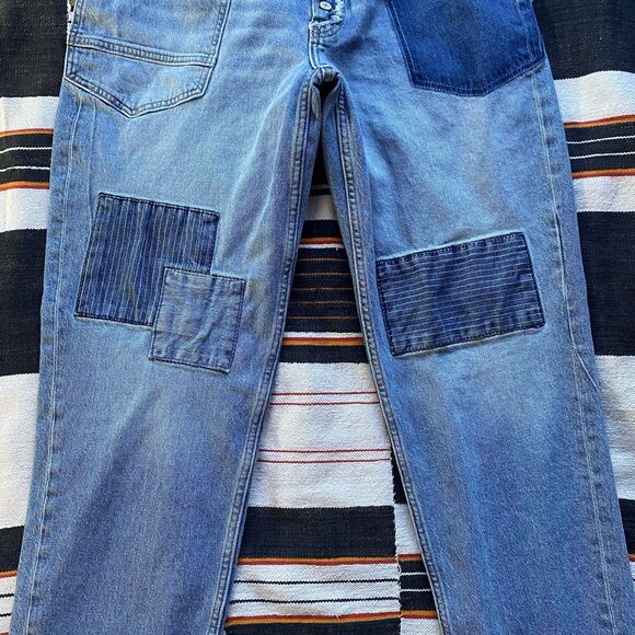 Lucky Brand Boy Mid Rise Relaxed Straight Patchwork Pants. Festival. Boho. 10/30 - Picture 4 of 16